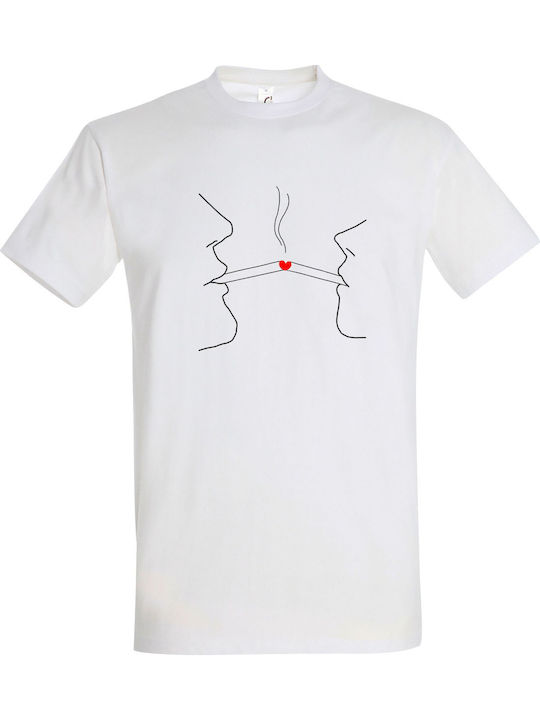 Tricou Unisex " Smoking Love " Alb