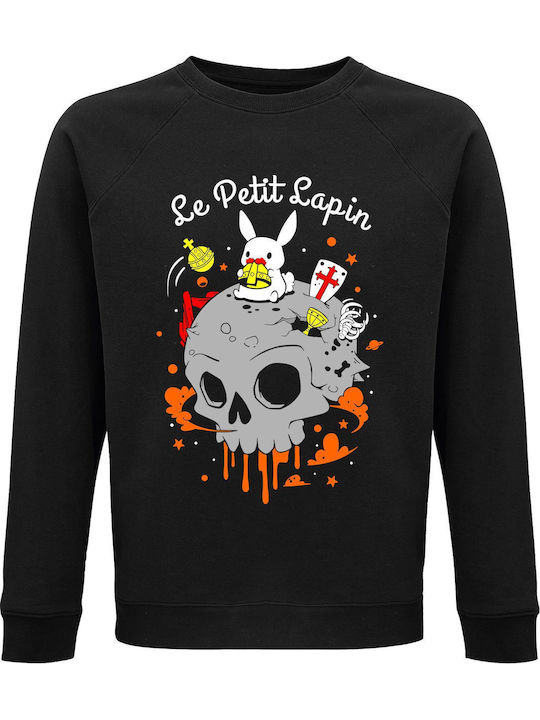 Sweatshirt Unisex Organic " Bloody Rabbit Planet Le Petit Lapin " Black
