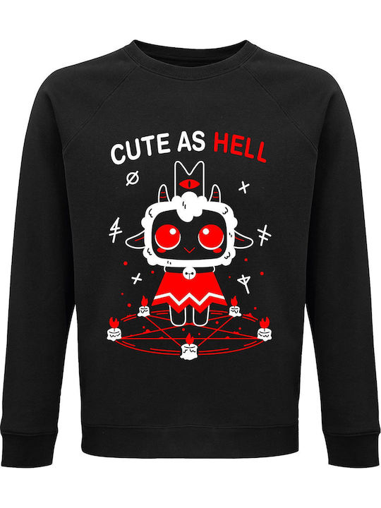 Sweatshirt Unisex Organic " Cute As Hell " Black