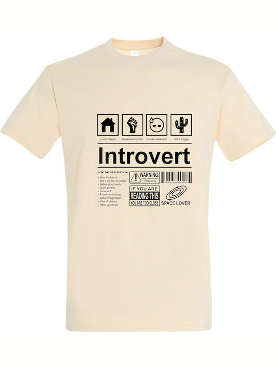 T-shirt Unisex " Introvert Meaning " Cream