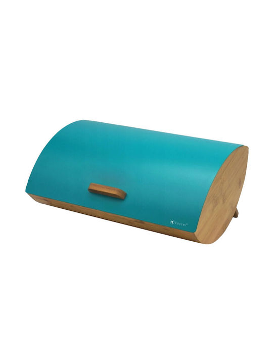 Bamboo Bread Box with Lid Turquoise Kassel 35cm