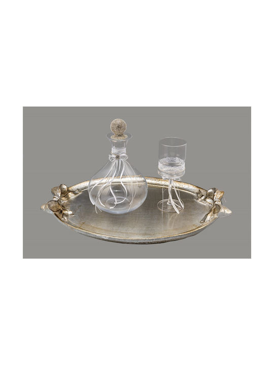 La Vista Wedding Carafe Set with Wine Glass Crystal / Plastic Silver 2pcs
