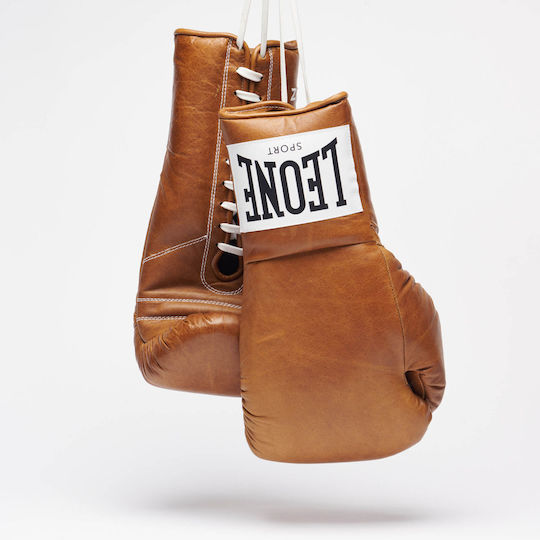 Leone GNR01L Boxhandschuhe Leder für Kampf Braun