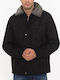 Men's jacket with detachable fur collar CASTOR black color