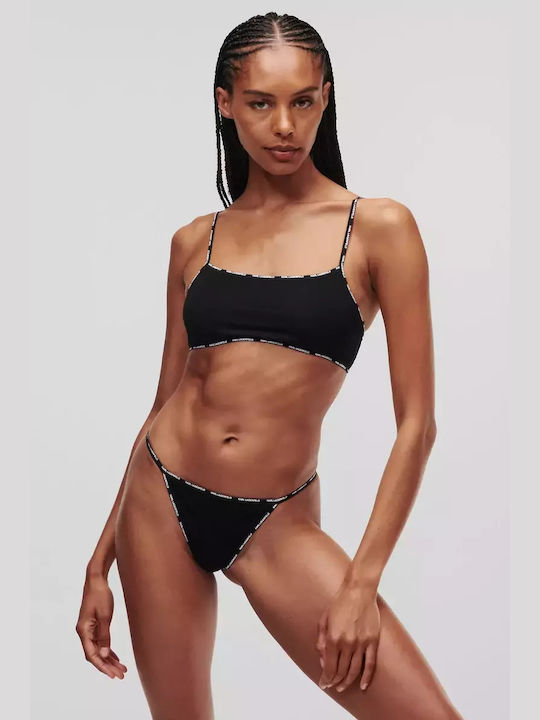 Karl Lagerfeld Femei Sutien sport Negru cu umplutură și Căptușeală ușoară