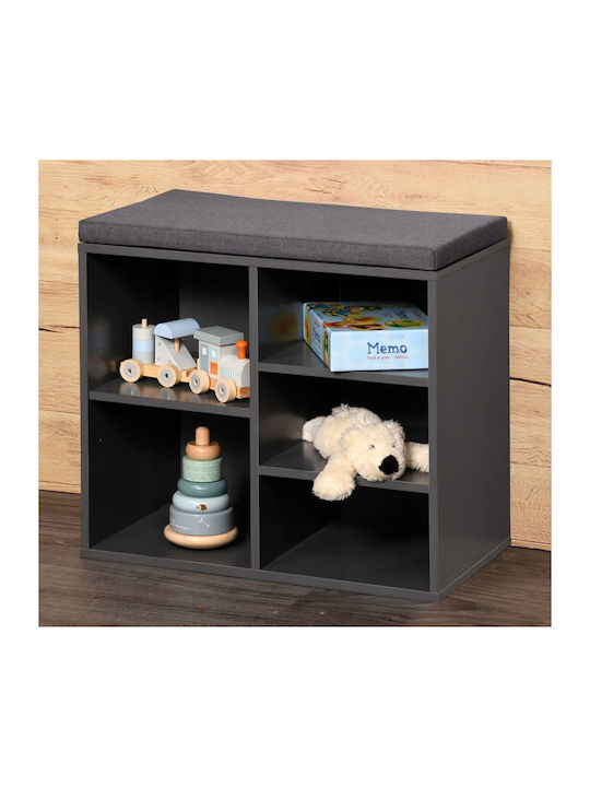 Wooden Shoe Organizer with 5 Shelves Gray 51.5x29.5x48cm