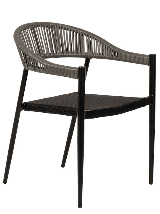 Rattan Outdoor Armchair Livingstone Black / Grey 56x55x76cm