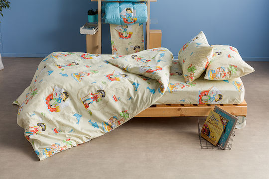 Charalambidis Textiles Σετ Σεντόνια Μονά από Βαμβάκι & Πολυεστέρα Μπεζ 160x260cm 3τμχ