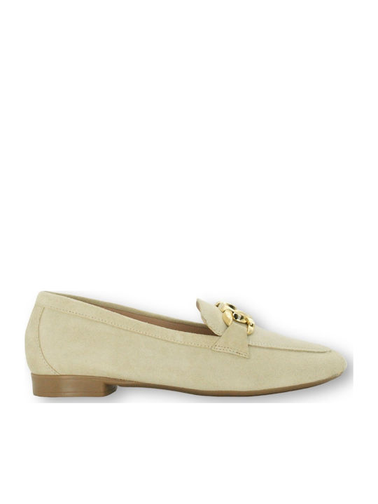 Sante Δερμάτινα Γυναικεία Loafers σε Μπεζ Χρώμα