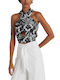 Ralph Lauren Women's Summer Crop Top Sleeveless Floral Black