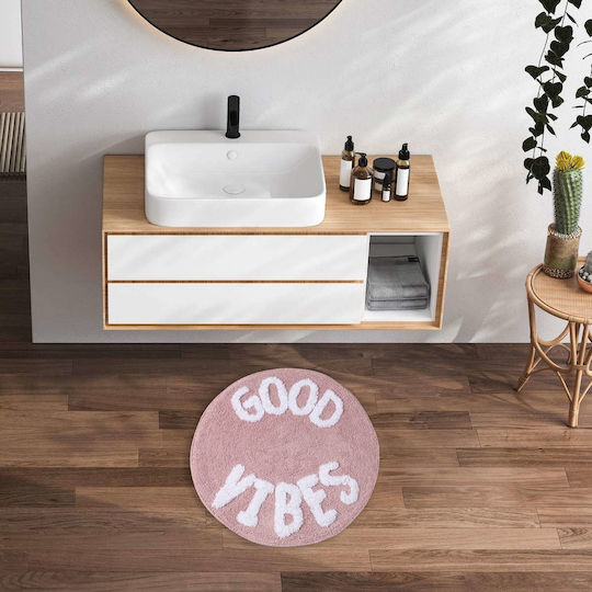 Das Home Бански килим Памук Кръгла 0681 420760900681 White, Pink Ф60бр