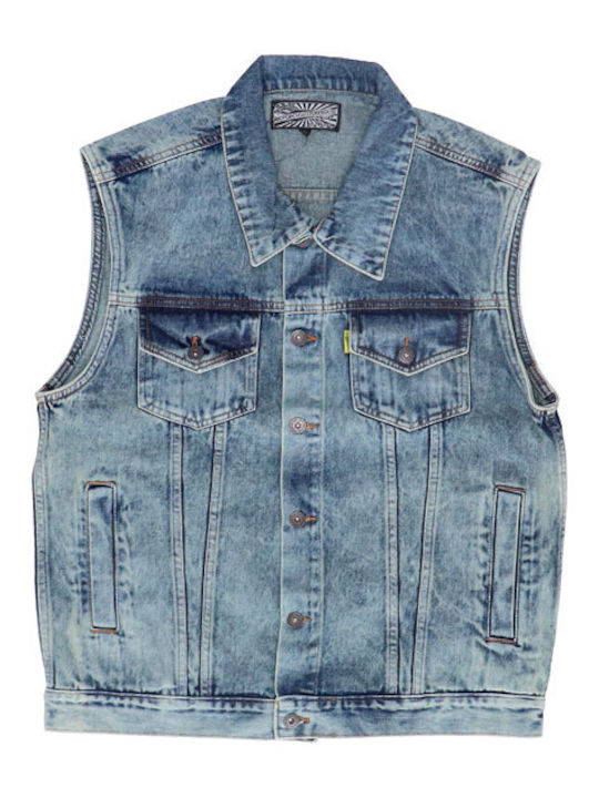 Men's Sleeveless Denim Jacket MCS Denim Vest Stonewashed blue