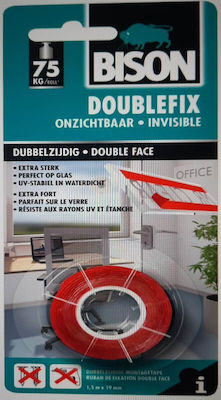 Bison Doublefix Αυτοκόλλητη Ταινία Διπλής Όψης Διάφανη 19mmx1.5m