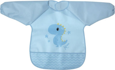 Kiokids Little Dinosaur Waterproof Plastic Baby Coverall Bib with Hoop & Loop Fastener with Pocket & Sleeves for 4 m+