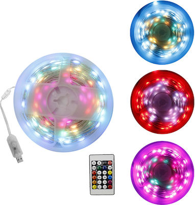 RZ-0030 Rezistentă la apă Bandă LED Alimentare USB (5V) RGB Lungime 10m cu Telecomandă