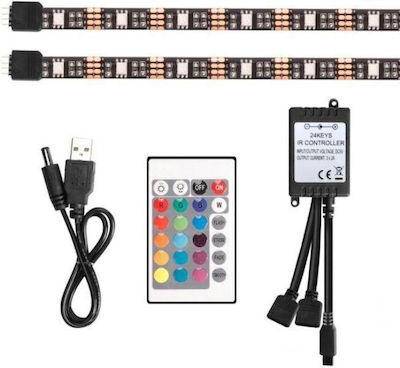 Ταινία LED Τροφοδοσίας USB (5V) RGB Μήκους 1m με Τηλεχειριστήριο