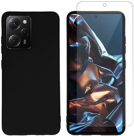 Vivid Back Cover Σιλικόνης Σετ με Τζαμάκι Μαύρο (Poco X5 Pro)