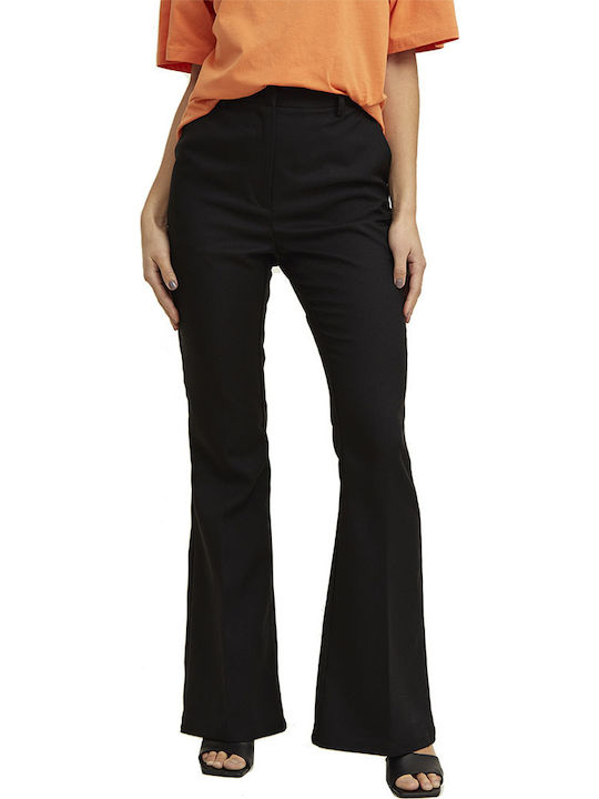 Dama Tesatura Pantaloni Evazați Negru