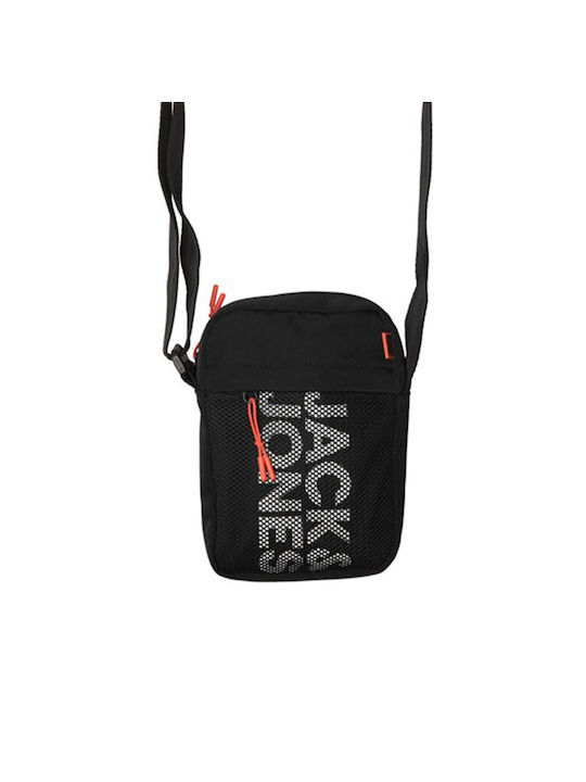 Jack & Jones Fabric Shoulder / Crossbody Bag with Zipper, Internal Compartments & Adjustable Strap Black 15x5x20cm
