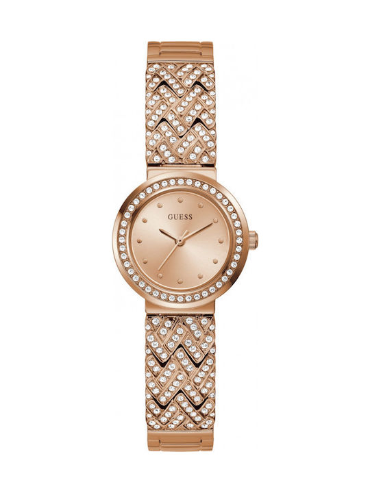 Guess Treasure Damen Uhr mit Rose Gold Metallarmband