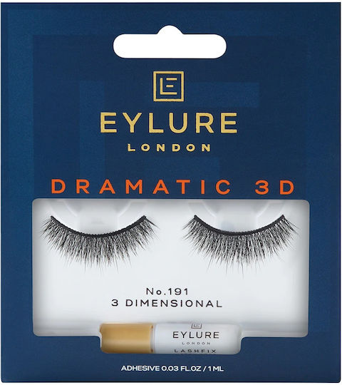 Eylure Dramatic 191- 3 Βλεφαρίδες 3D Μαύρες 2τμχ με Κόλλα