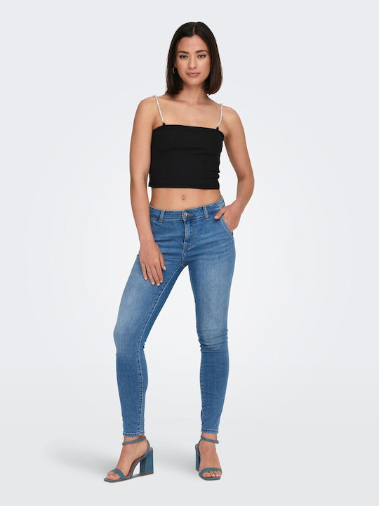 Only pentru Femei de Vară Crop Top cu Bretele Monocrom Negru