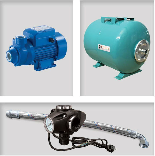 Plus 303501 Einphasig Wasserdruckpumpe mit Horizontal Behälter 24 Liter 0.5hp