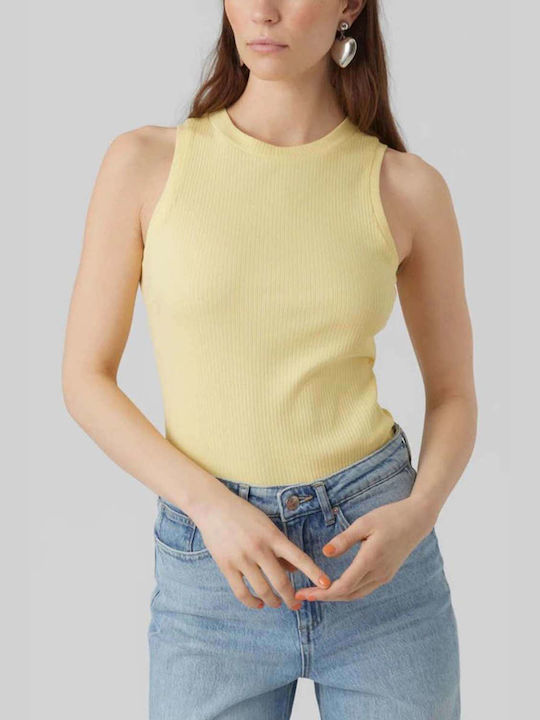 Vero Moda pentru Femei de Vară Bluză din Bumbac Fără mâneci Lemon Meringue