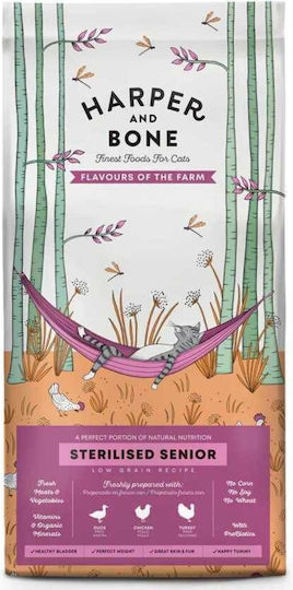 Harper and Bone Flavours Of The Farm Ξηρά Τροφή με Λίγα Σιτηρά για Ηλικιωμένες Στειρωμένες Γάτες με Γαλοπούλα / Κοτόπουλο / Πάπια 2kg