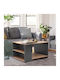 Rectangular Central Coffee Table Sylvia Wooden Pine Oak / Anthracite M90.2xW59.2xH48.1cm