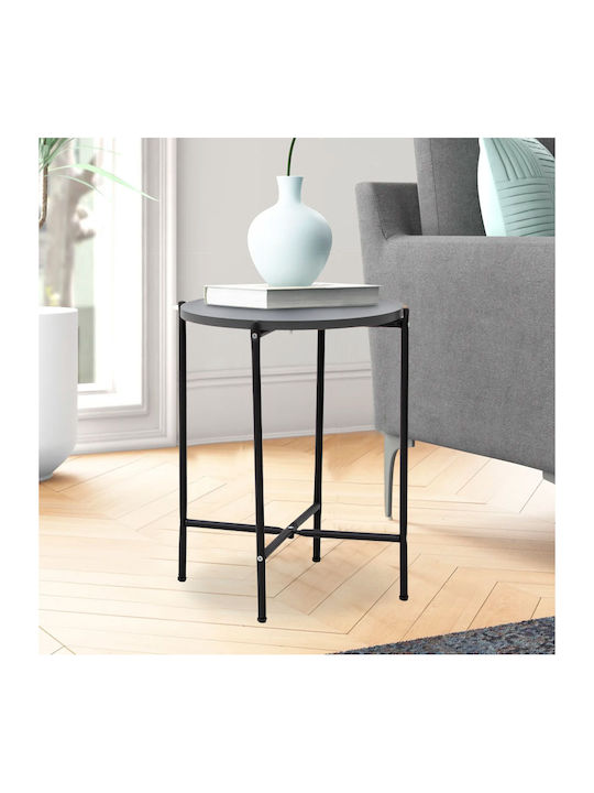 Round Side Table Nalda Wooden Anthracite 43x43x56.5 cm