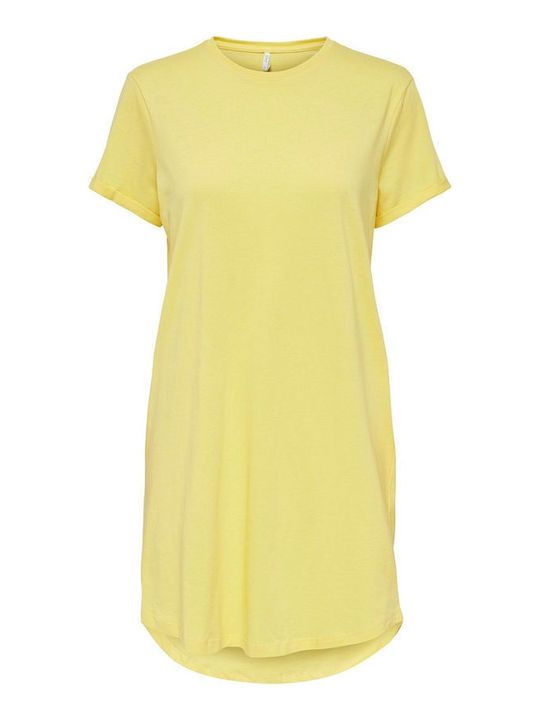 Only Καλοκαιρινό Mini T-shirt Φόρεμα Κίτρινο