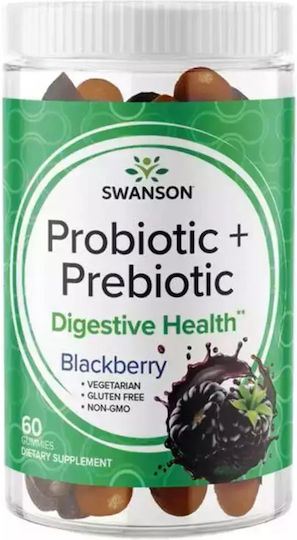 Swanson Probiotic & Prebiotic Συμπλήρωμα με Προβιοτικά & Πρεβιοτικά 60 ζελεδάκια Blackberry