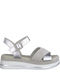 Tamaris Leder Damen Flache Sandalen Flatforms in Silber Farbe