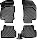 Wöller Set of Front and Rear Mats 4pcs Tray Type for Seat Ibiza Skoda Karoq Volkswagen Golf / T-Roc Audi A3 Black