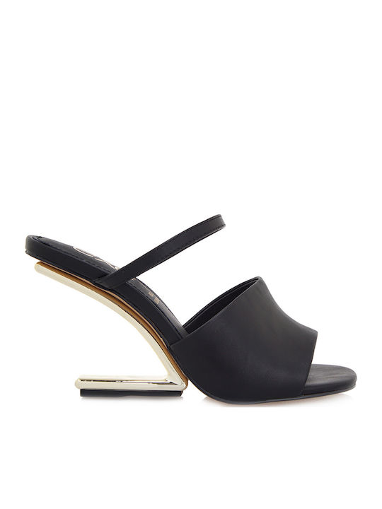 Maggie 865 Mules με Ψηλό Τακούνι σε Μαύρο Χρώμα