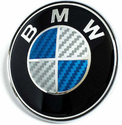 Carner Car Brand Logo Hood BMW Badge Carbon Blue - White Small 73mm