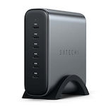 Satechi Stație de încărcare cu 6 porturi USB-C 200W Livrarea energiei / Încărcare rapidă 4.0 în culoarea Gri (GaN)