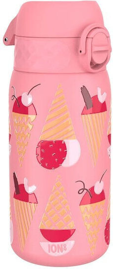 Ion8 Kids Water Bottle Stainless Steel with Screw Cap Non Spill Pink 400ml