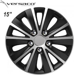 Versaco Car Hubcap Set with Skoda Emblem 15" 4pcs Black /Silver