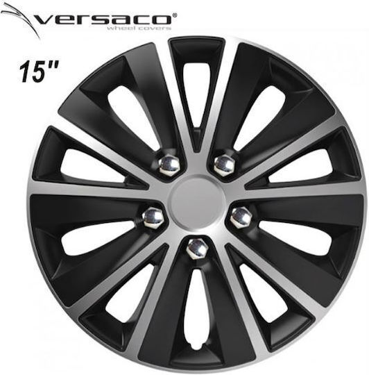 Versaco Set Capace De Roți Auto Rapide Nc 15" Compatibilitate Skoda 4 Bucăți Negre