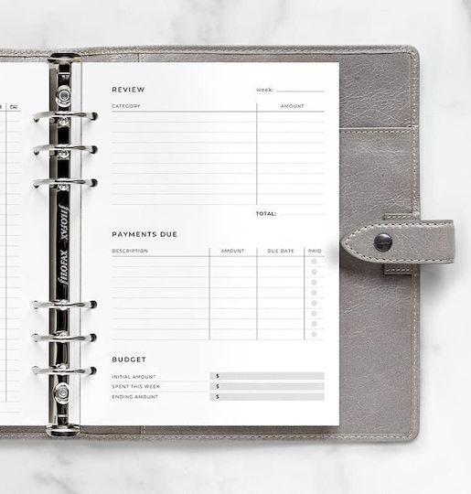 Filofax Εβδομαδιαίο Ανταλλακτικό Ημερολογίου Α5 Notebook Expense Tracker Λευκό