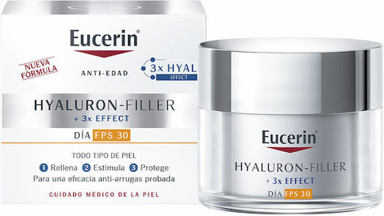 Eucerin Hyaluron Filler 3x Effect Cremă Anti-îmbătrânire de Față de Zi cu SPF30 și Acid Hialuronic 50ml