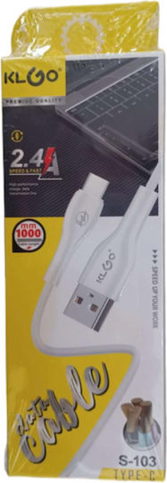 KLGO S-103 USB 2.0 Cable USB Type-C Male - USB-A White 1m