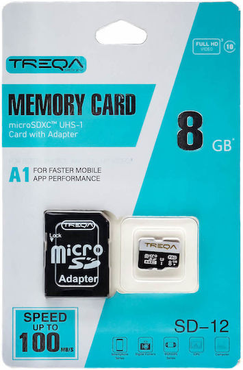 Treqa SD-12 SDHC 8GB U1 A1 UHS-I 100MB/s With Adapter