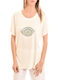 Forel Diamond Eye Oversized Γυναικείο T-shirt Off White με Στάμπα