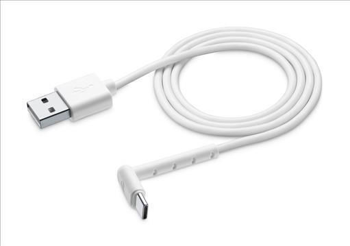 Cellular Line Cablu USB 2.0 Unghi (90°) / Regular USB-C Masculin - micro USB-A Alb 1.2m