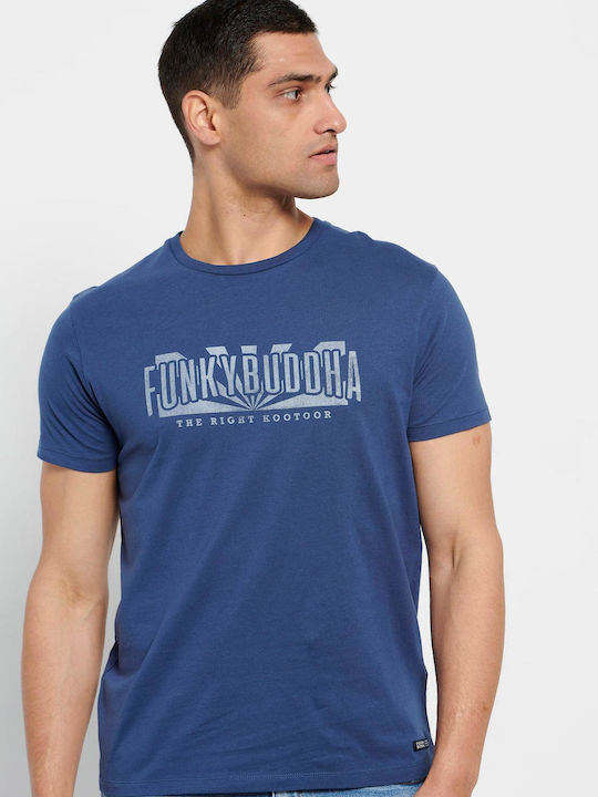 Funky Buddha T-shirt Bărbătesc cu Mânecă Scurtă Indigo