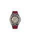 Police Watch Automatic with Red Leather Strap