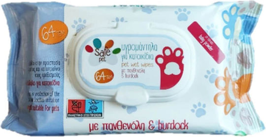 Nannys Safe Pet 64 Dog & Cat Wipes for Body Cleansing with Chamomile Alcohol Free